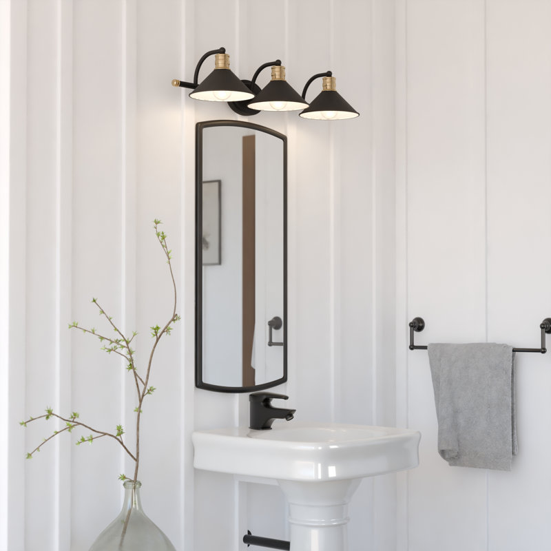 Éclairage tamisé pour meuble-lavabo Tamar, 3, Noir mat et laiton naturel