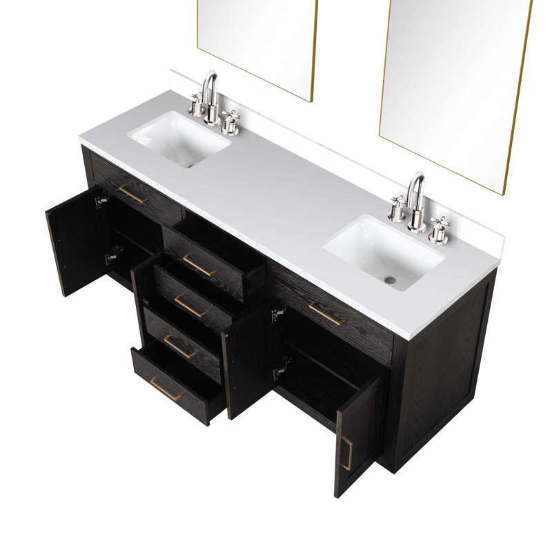 Ensemble de meuble-lavabo double avec robinet et miroirs, 72"