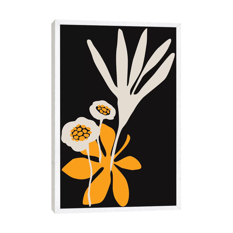 Blossom Beauty - Dark Yellow by Kubistika - Painting on Canvas, White Floater Framed, 152.4cm H x 101.6cm W x 3.81cm D