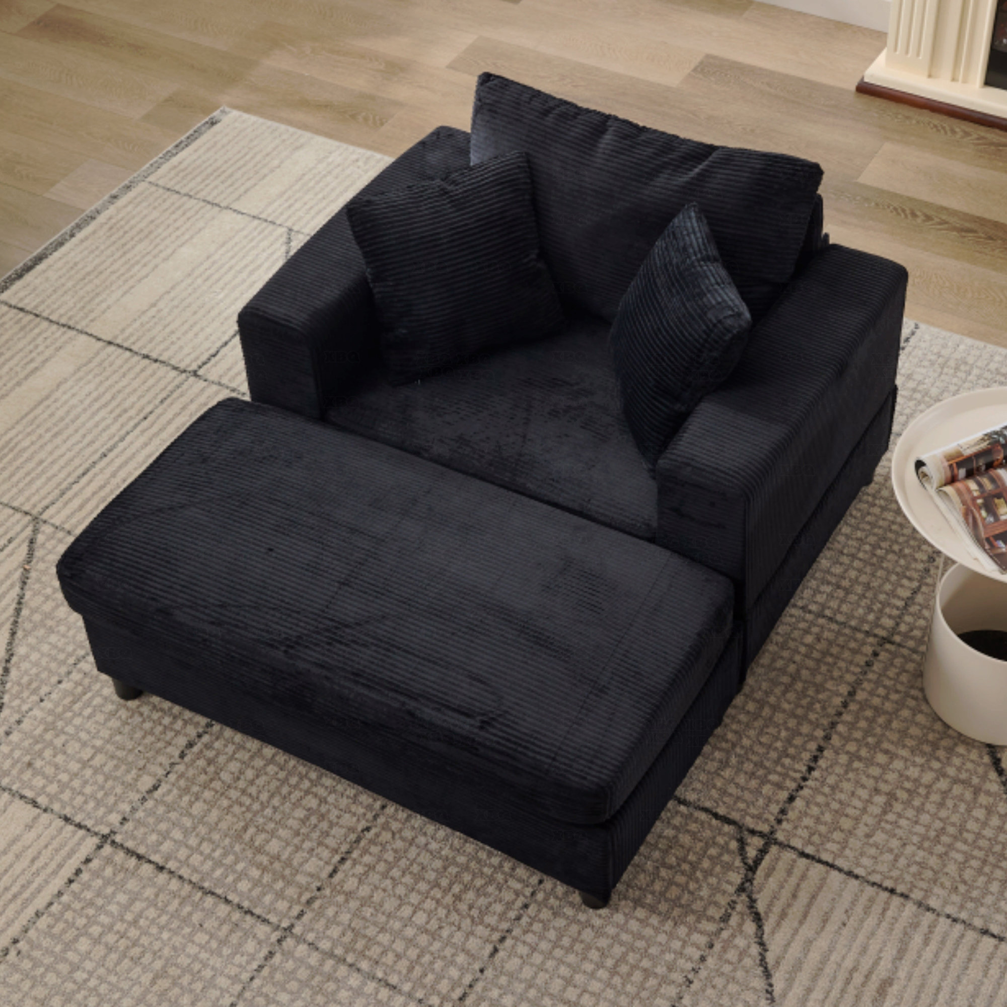 Ebern Designs Chaise Lounge Chair With Removable Storage Ottoman Accent ...