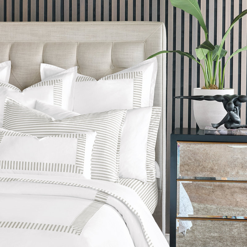 Blass Ticking Duvet Cover, Super Queen Duvet Cover, Fawn