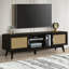 Console de télévision, meuble télé en rotin avec 2 armoires de rangement, centre de divertissement, console média