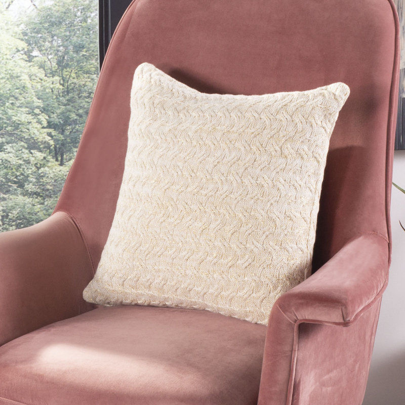 Beige Knit Square Decorative Throw Pillow
