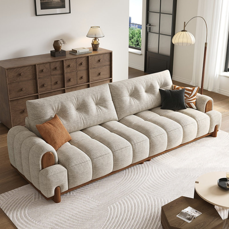 Canapé en tissu français gris clair minimaliste de style français