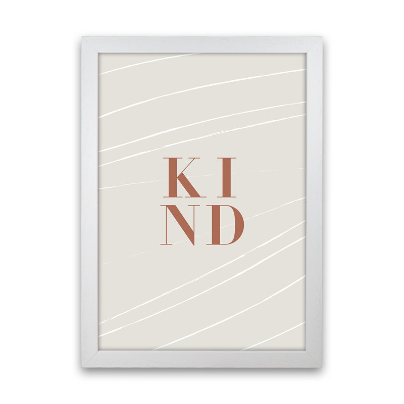 Kind 1 Piece Wall Art on Canvas, 34cm H x 25cm W x 3cm D, White Frame