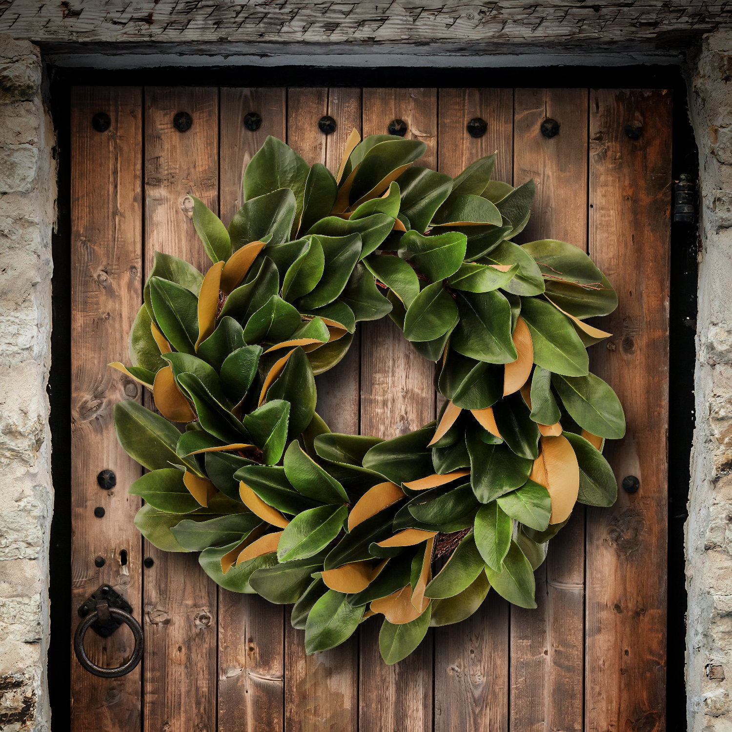 The Holiday Aisle® Faux Magnolia Wreath