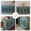 Banc de rangement bleu en bois manufacturé