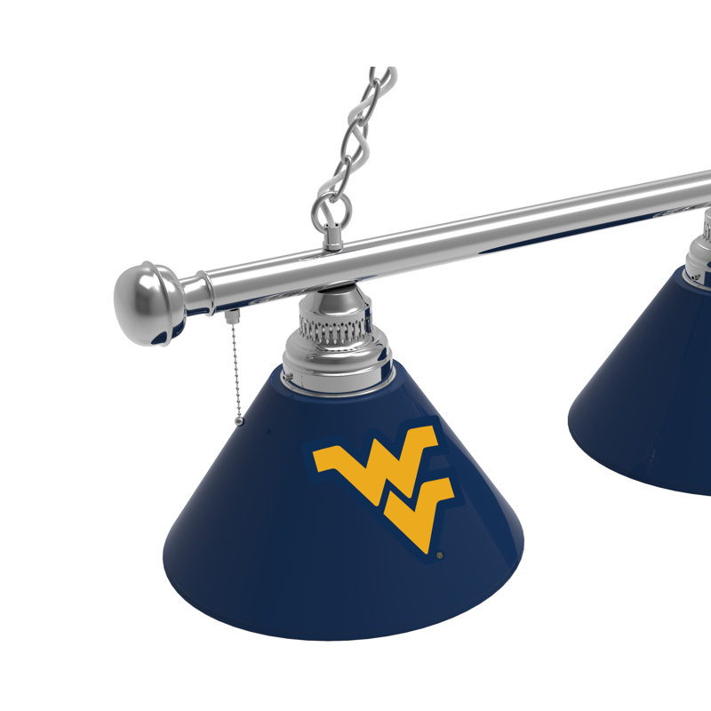 3 - Light Pool Table Lights Pendant, Chrome, West Virginia Mountaineers