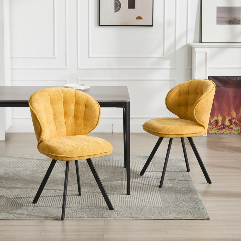 49cm H Upholstered Metal Accent, Yellow