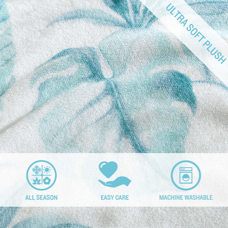 Wallpaper Leaves Throw Blanket, Waimea Bay Green