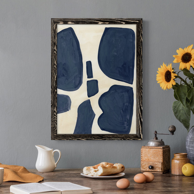 Toile encadrée bleue de qualité supérieure - Prêt à accrocher, H 38 po x l 28 po x P 1 po, Cadre noir