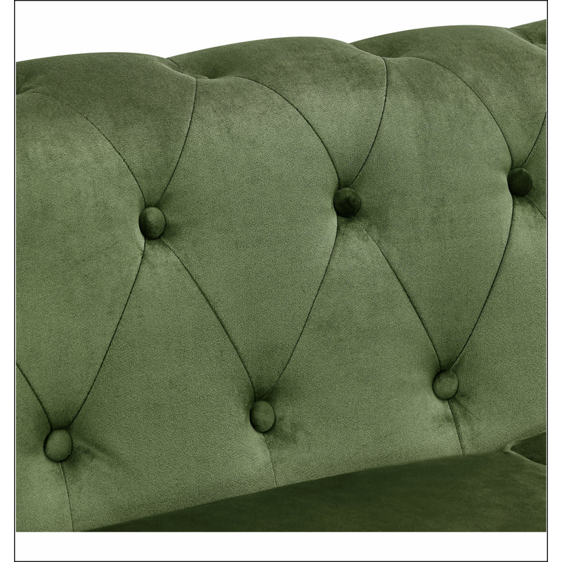 Grand canapé en velours Chesterfield, Velours vert