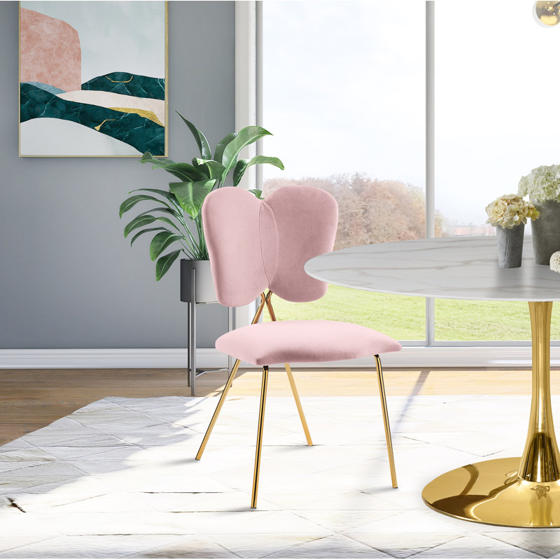 Chaise d'appoint en velours Angel, Velours rose