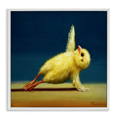 Joli poussin jaune qui s'étend du yoga, peinture détaillée par Lucia Heffernan - Peinture