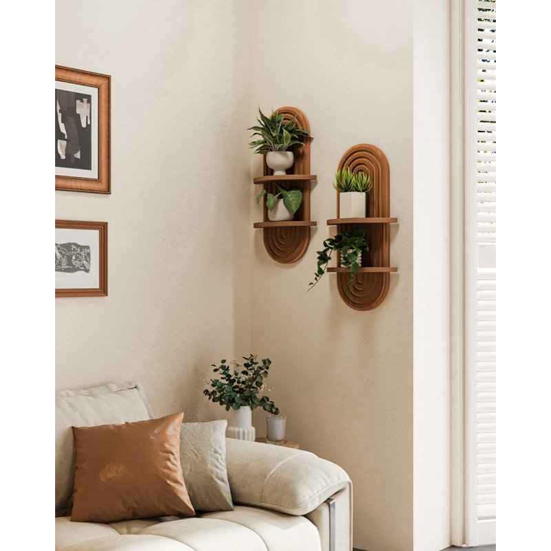 Tablette suspendue en bois Boho, Brun