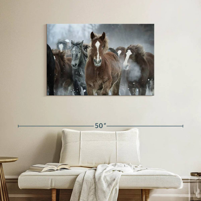Brampt Horses In Winter, 26" H x 39" W