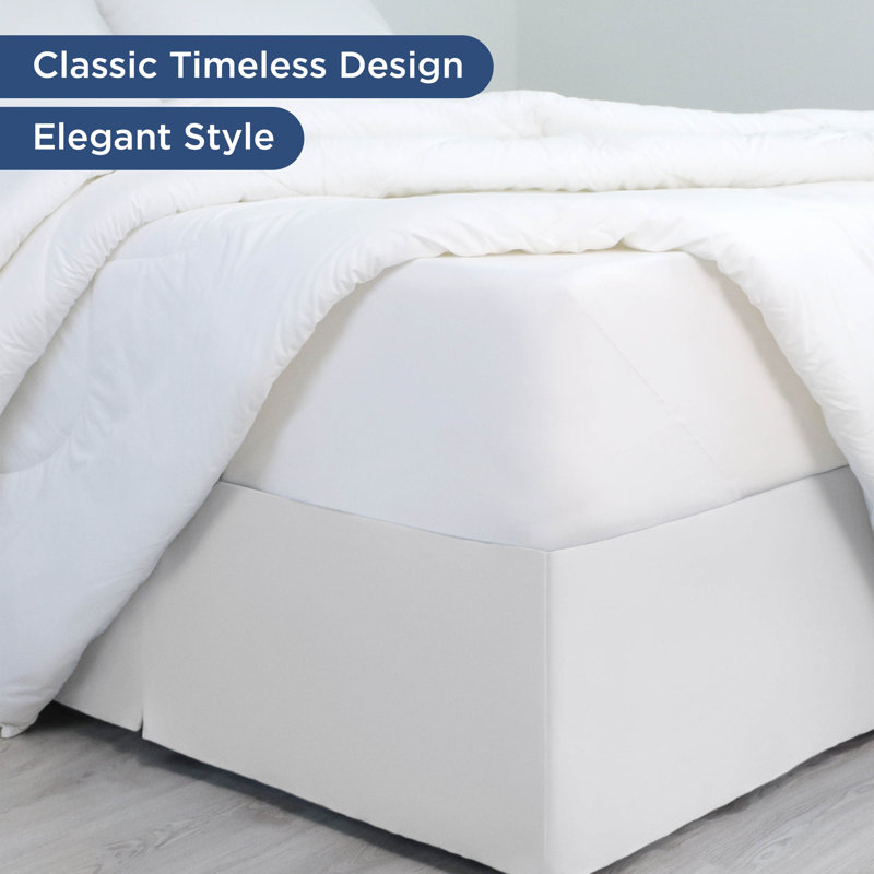 White Queen Polyester Inverted Pleat Bed Skirt Panel