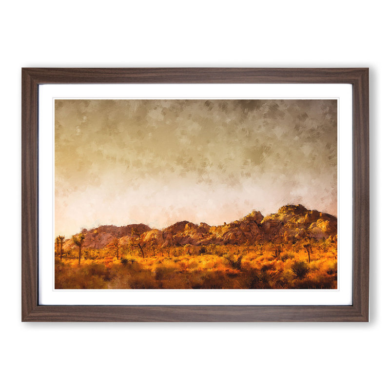 Joshua Trees - Picture Frame Painting, 27cm H x 36cm W x 2cm D, Walnut Framed