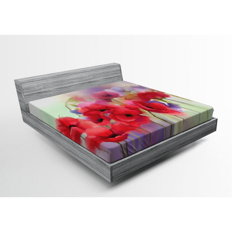 Microfiber Floral Fitted Sheet, Full Fitted Sheet