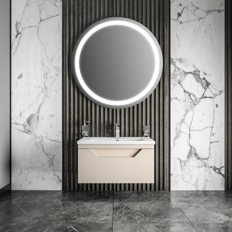 Meuble-lavabo mural avec lavabo Jakiyra-W_Modern, Moka brillant