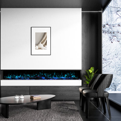 Foyer électrique encastré / mural de 100 po à 3 côtés avec application et contrôle intelligent Wi-Fi, flammes de gradation RVB à DEL panoramique, chauffage PTC 1500W / 3000W