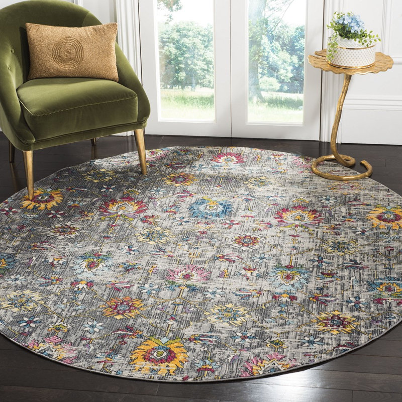 Givens Floral Hand Woven Area Rug, Round 201 cm