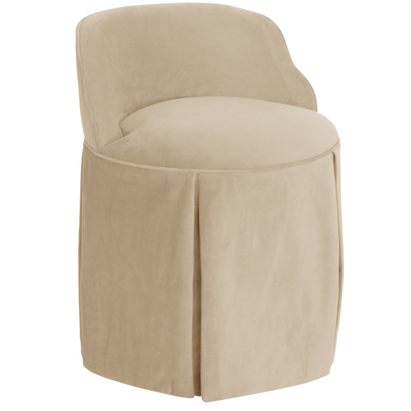 Fauteuil demi-tonneau rembourré Viveros, Velours performance perle classique