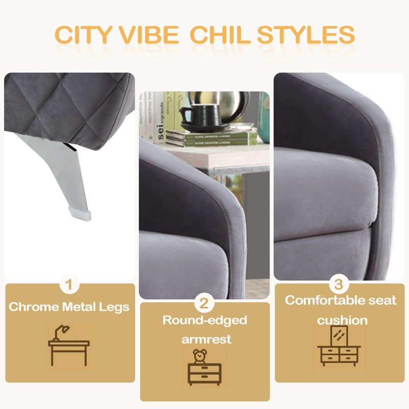 36" Velvet Modern Chic Accent Armchair