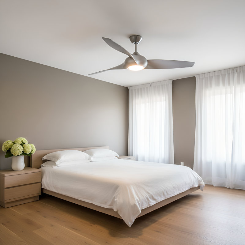 Visual Comfort Fan Topan Smart 60 LED Indoor Ceiling Fan with Threaded Downrod, Midnight Black ABS blades and Handheld Remote