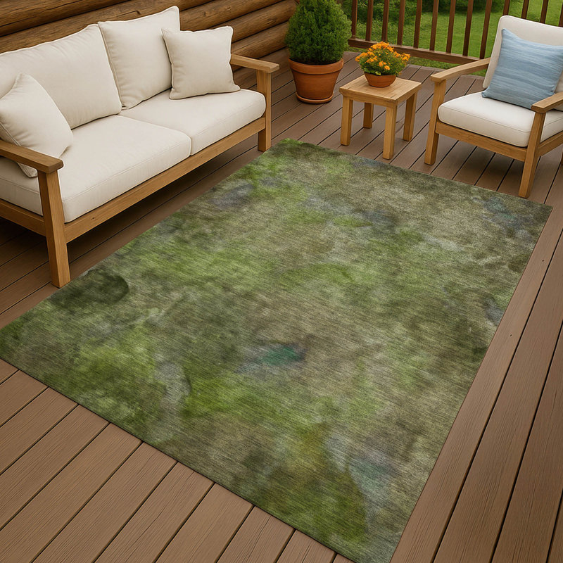 Tapis abstrait intérieur / extérieur lavable à la machine Emelia ACN2312, Rectangle 2 pi 6 po x 3 pi 10 po