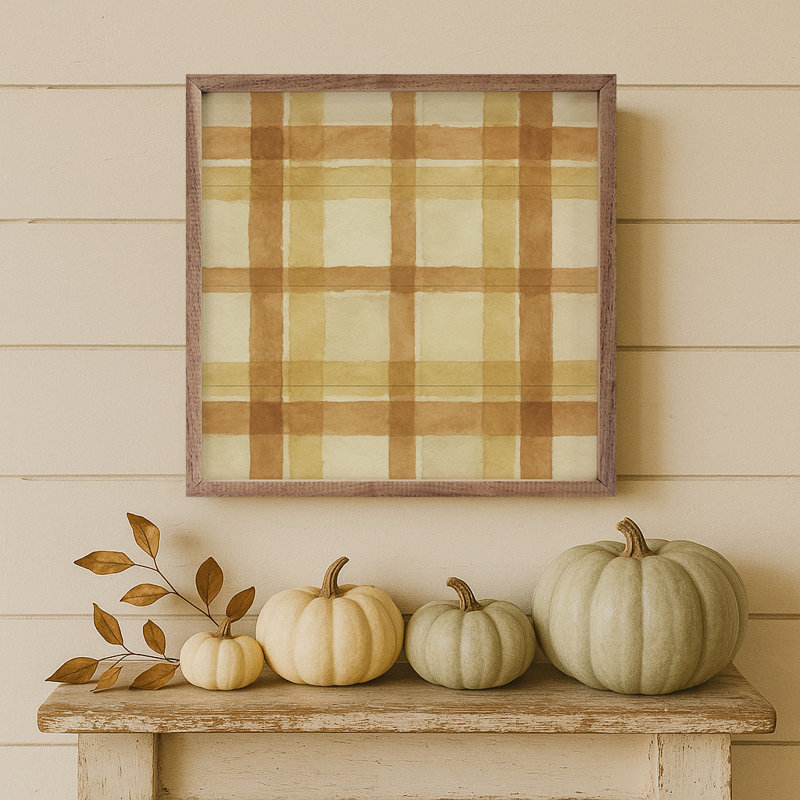 Hearthside Plaid, Gold, 4" H x 4" W