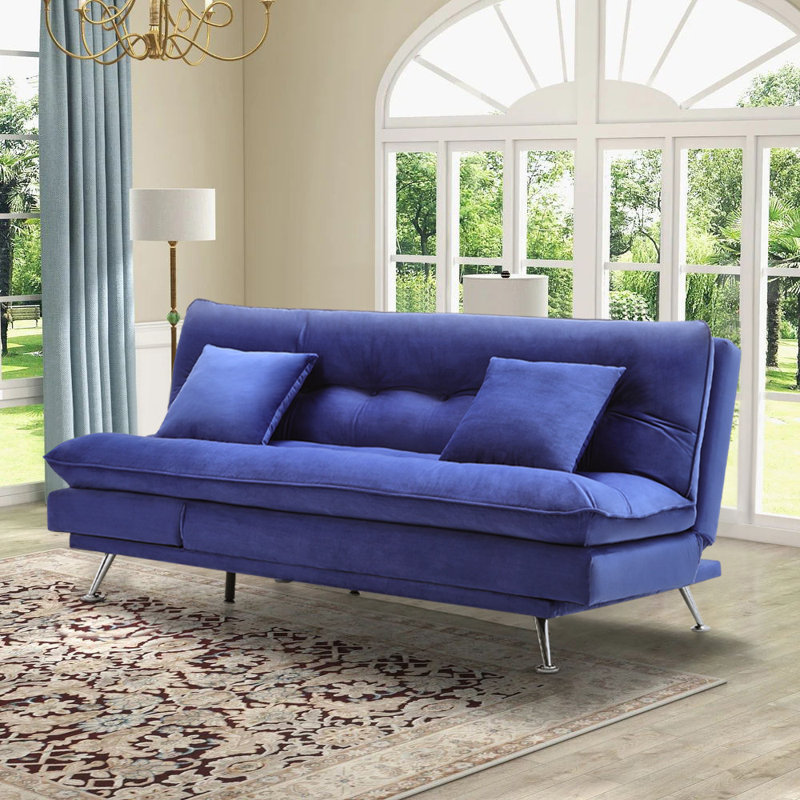 Antiono 2 Seater Cotton Sofa Bed, Navy Blue