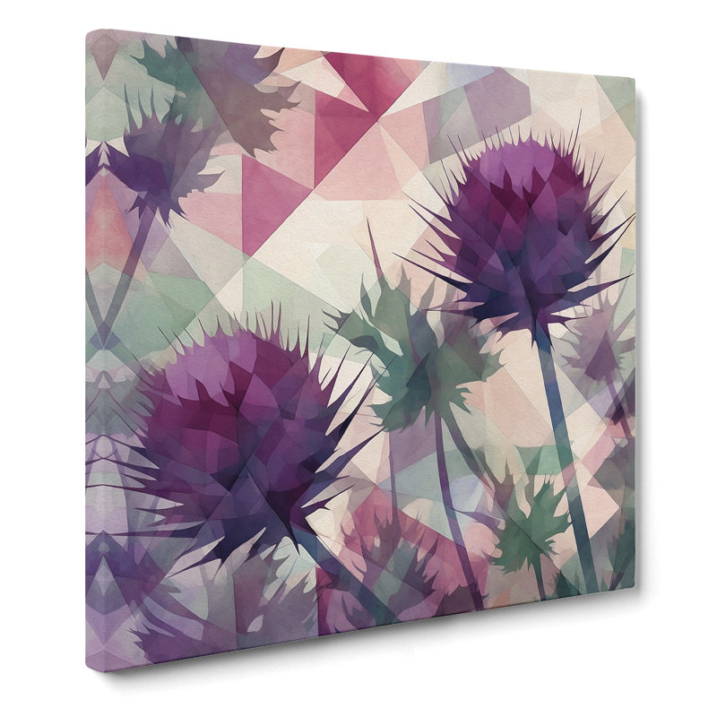 Thistle Geometric - Wrapped Canvas - Framed Print, 35cm H x 35cm W x 3cm D