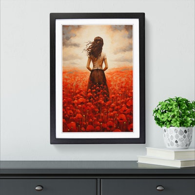 XYZ-FRM-V1223-5282 Poppy Field Contemporary - Single Picture Frame Print on Wood
