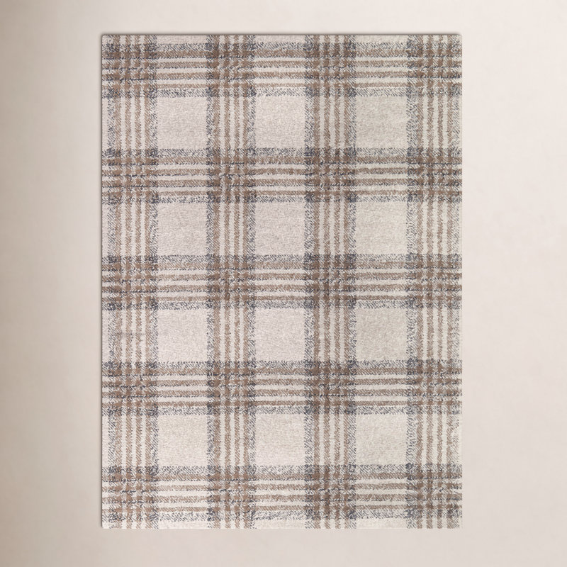 Kage Monte Brown/Gray/Black Classic Plaid Area Rug, Rectangle 6'7" x 9'