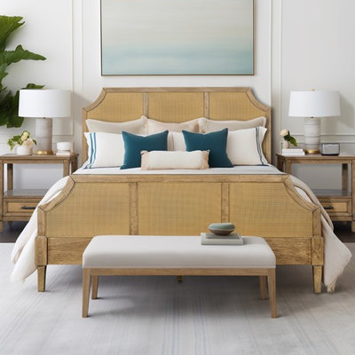 Grand lit plateforme tissé Cane