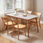 Lot de 2 chaises de salle à manger en bois d'hévéa avec dossier incurvé, robustes et confortables pour une utilisation intérieure, fini bois naturel