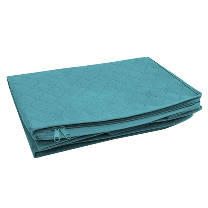 Foldable Clothing Storage Bag With Zip,non-woven Closet Organizers,under Bed Storage Box,14*8*6.4in, Blue