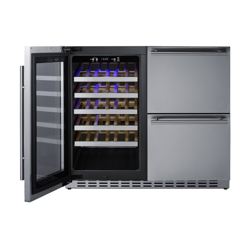 Summit Appliance 36" Wide Combination Wine Cellar & 2-Drawer Refrigerator, ADA Compliant