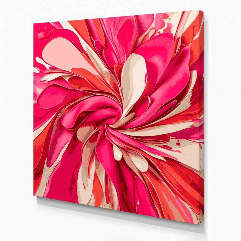 Abstrait aquarelle sur toile rose, H 32 po x l 32 po