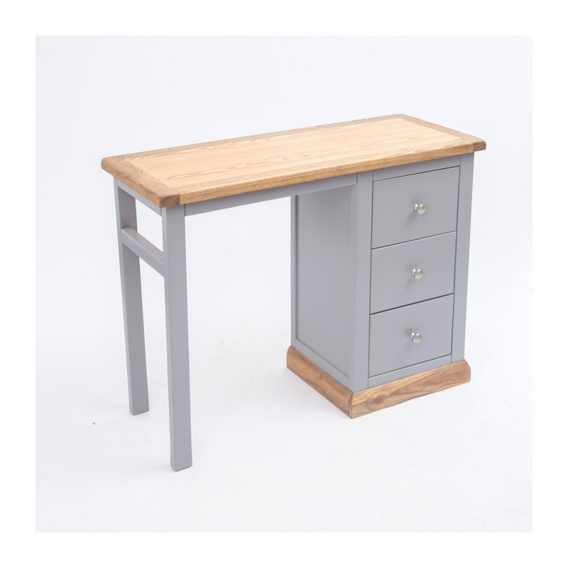 Miesville Writing Desk, Natural/Grey/Chrome