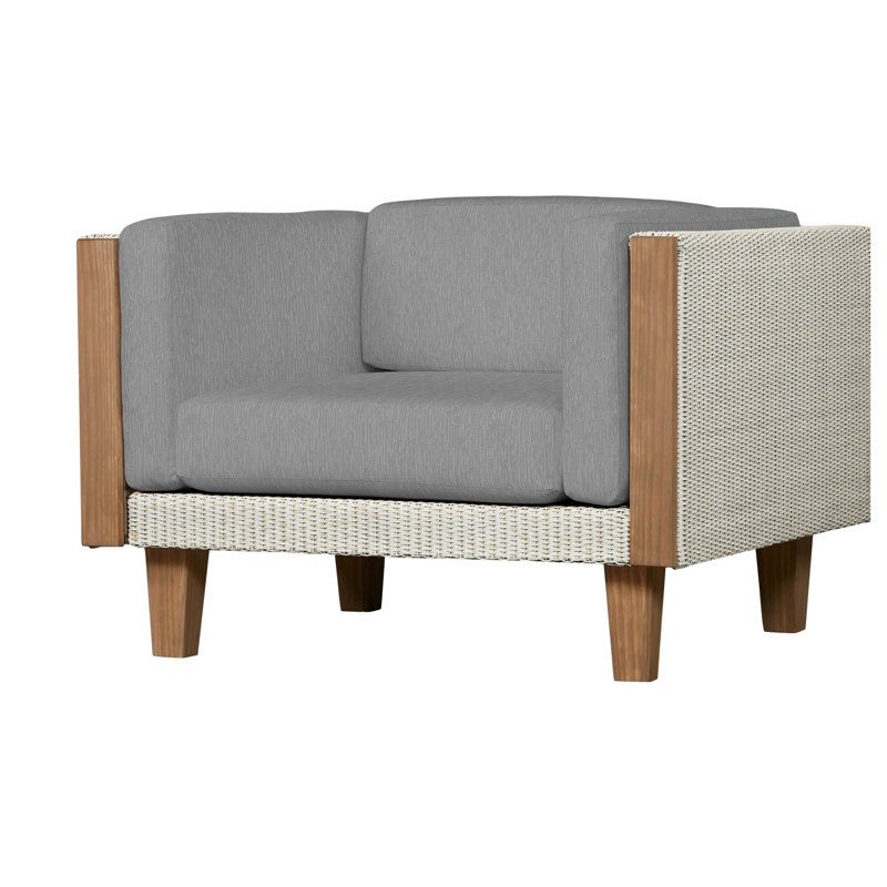 Catalina Outdoor Teak Lounge Chair, Loveboat Saffron, Antique White