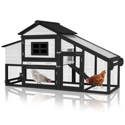 Chicken Coop Expandable Chicken House For Outdoor With Wheels, Leakproof Pull-On Tray, Nesting Box, And Uv-Resistant Roof Panel