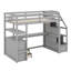 Lit mezzanine avec bureau et tablettes, tiroirs, escalier de rangement-497140778-497140779