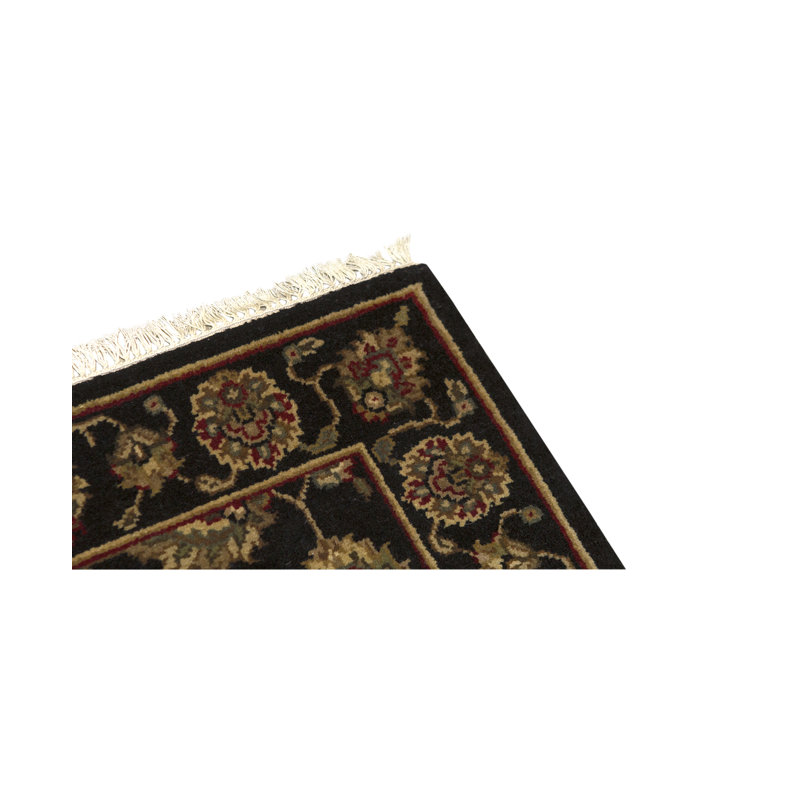 Manchuria Wool Oriental Area Rug in Black/Cream/Olive