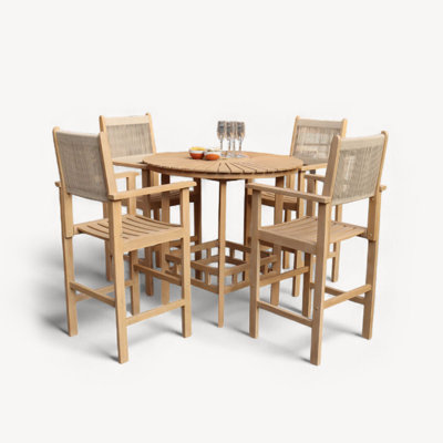 FSC 1 Roma Bar 100cm High Table with 4 x Rope Bar Stools