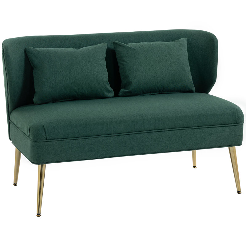 2 Seater Linen Loveseat, Dark Green