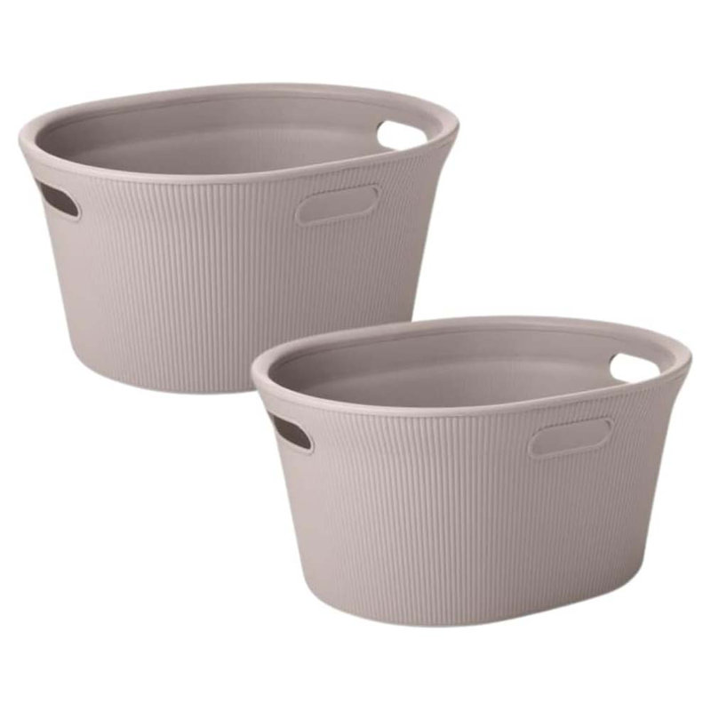 Ribbed Laundry Basket, Taupe