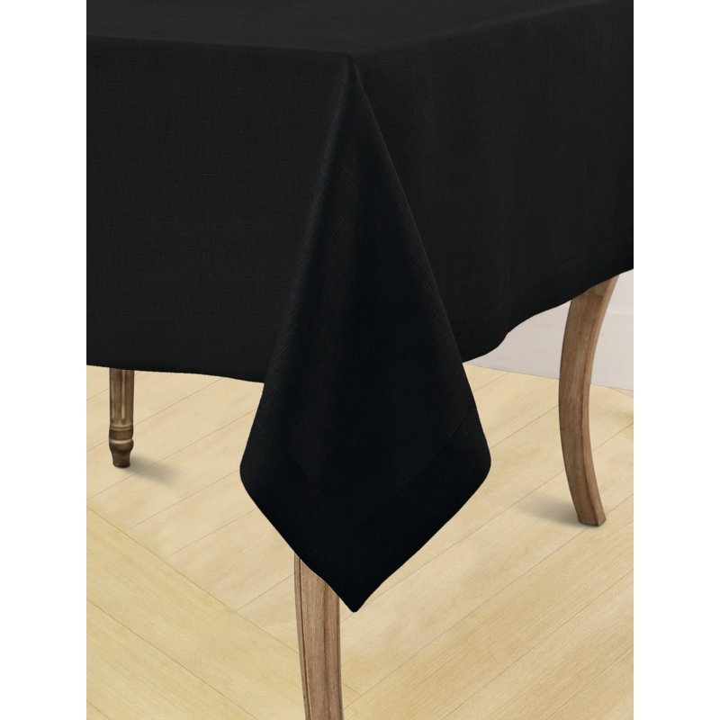 100% Pure Linen Tablecloth - Fete, Black, 156" L x 60" W