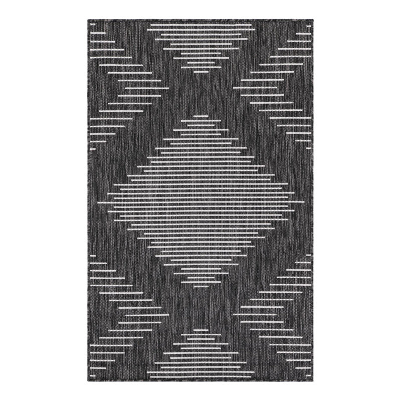 Tapis rayé intérieur / extérieur en polypropylène tissé à la machine, Rectangle 2 pi x 3 pi 1 po